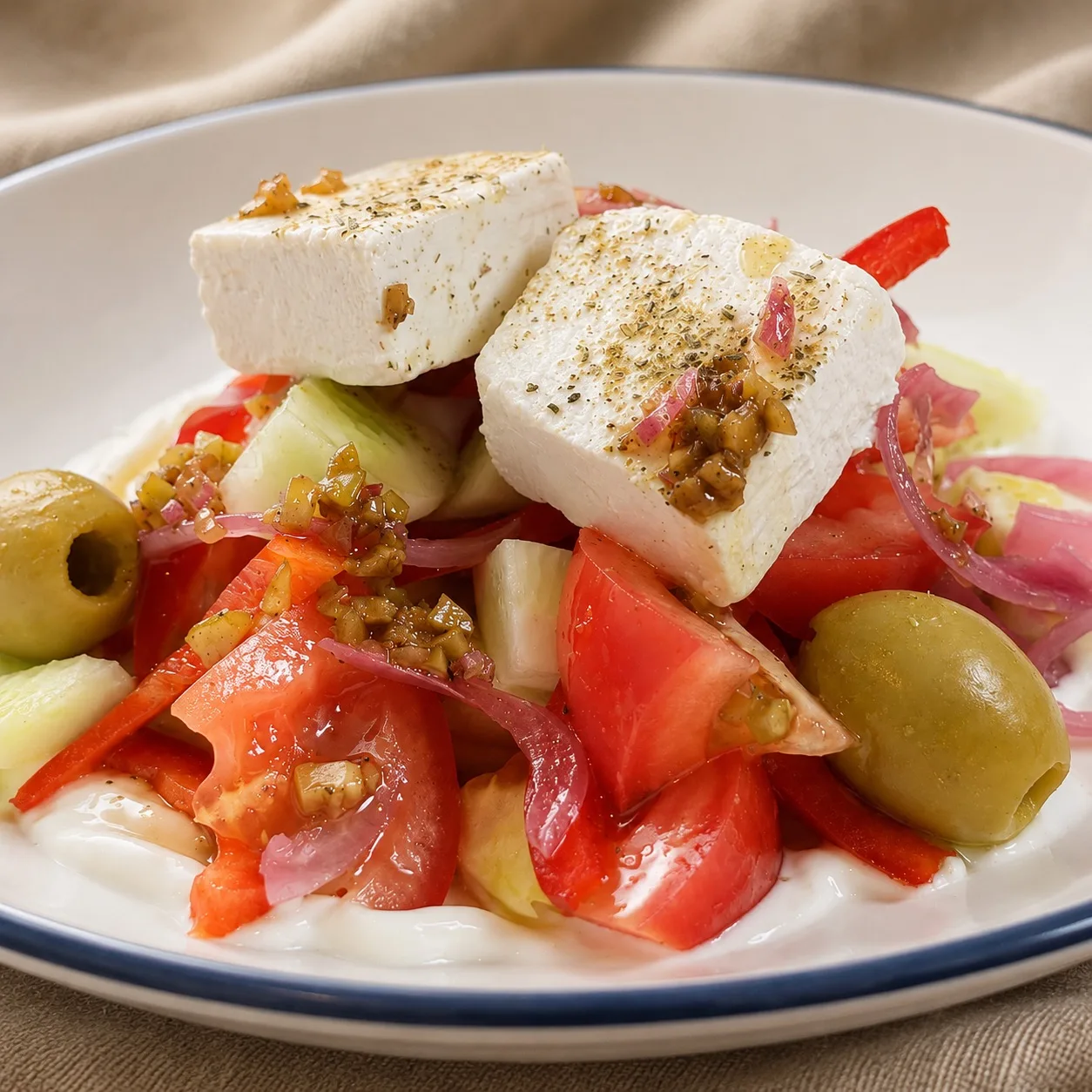 Греческий салат - теперь по-новому! 🍅🥒