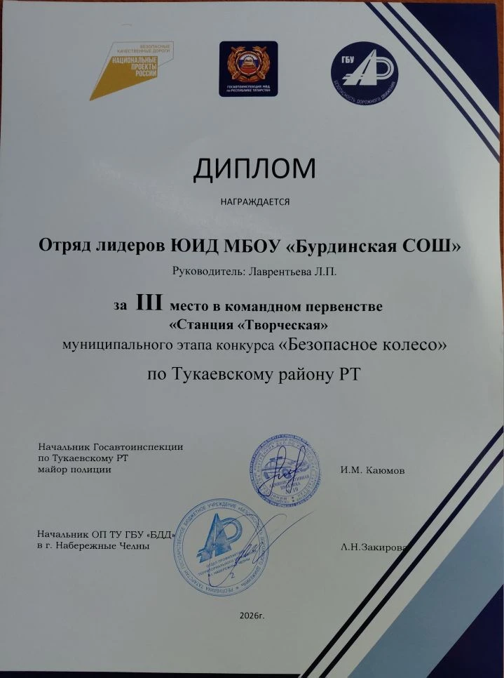 Поздравляем команду "ЮИД" с победой на районном  конкурсе "Безопасное колесо"