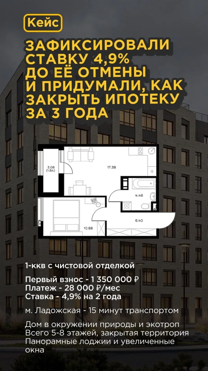 КЕЙС: Успели оформить 4,9% без семейки и спланировали, как закрыть ипотеку за 3 года
