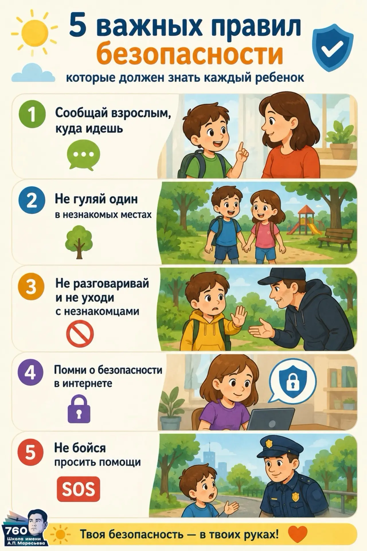 🛡️👨‍👩‍👧‍👦 5 важных правил безопасности, которые должен знать каждый ребенок

Летние каникулы да