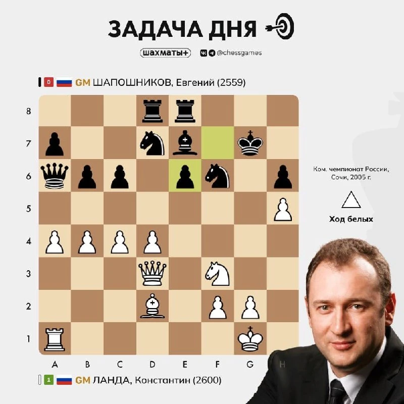 ♟ Задача дня 🥈 Уровень сложности: средний 📈 Примерный рейтинг: 1800–2200 Lichess  22 мая родился изв