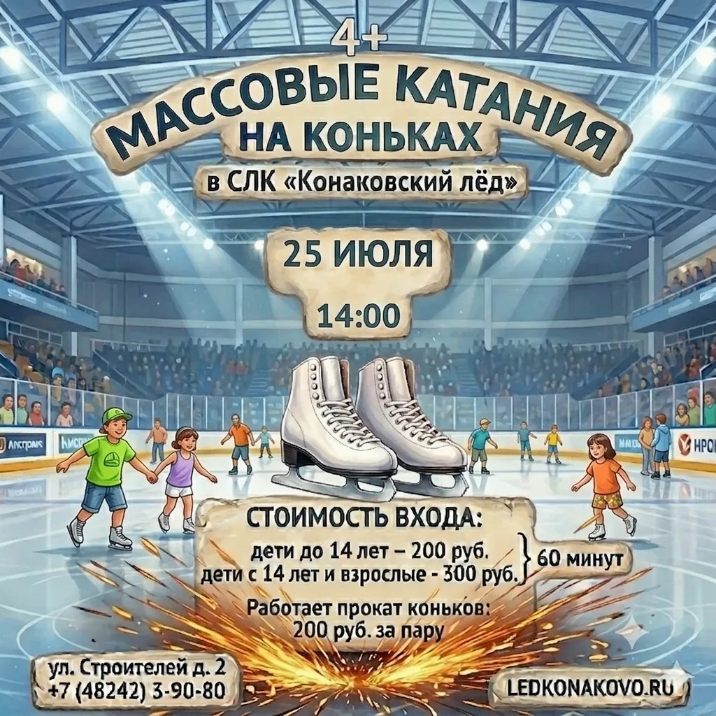 В предстоящие выходные в СЛК "Конаковский лёд" начинается сезон массовых катаний на кон...