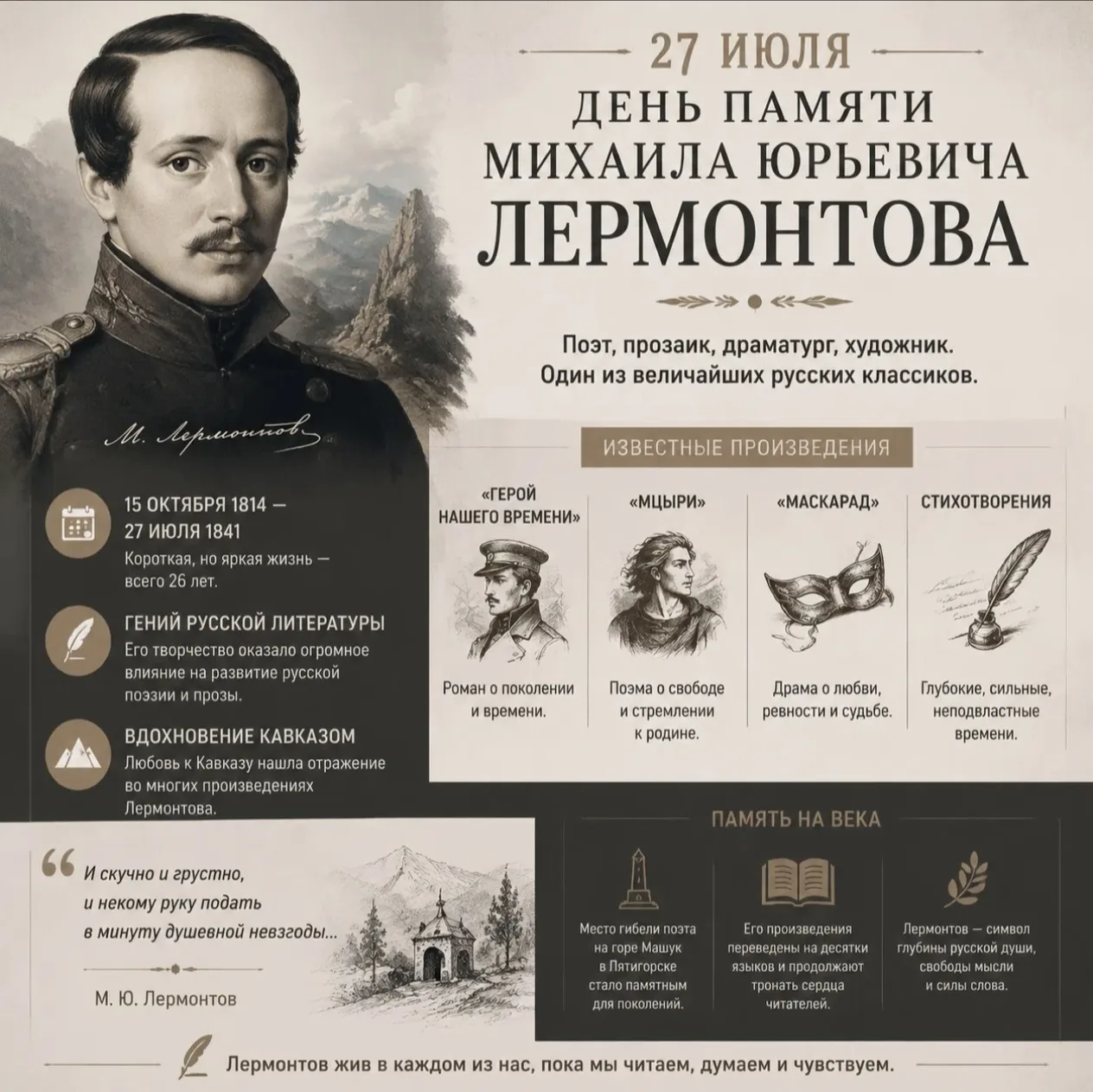 Включаем режим писателя и психолога в День памяти Лермонтова! ✍️