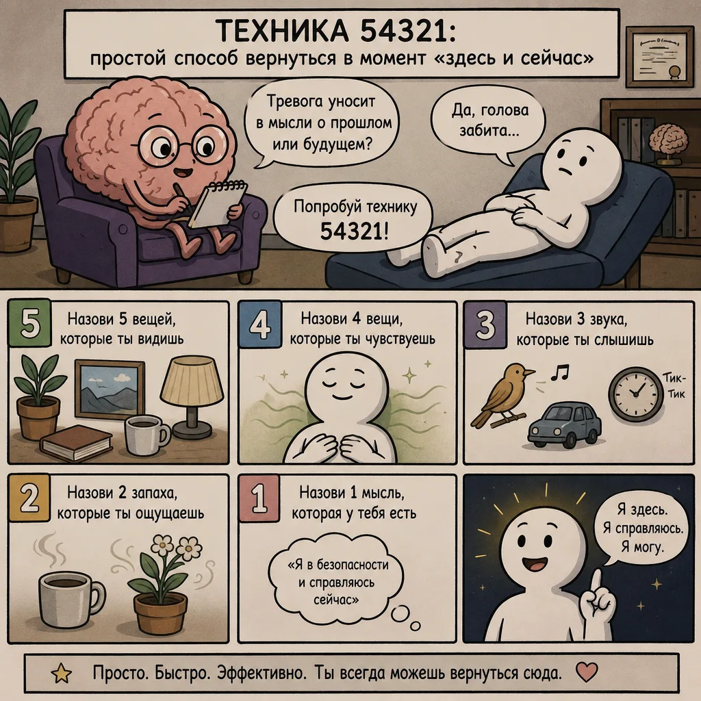 🧠 «5‑4‑3‑2‑1»: когда мозг устроил пожар, а ты делаешь вид, что всё под контролем