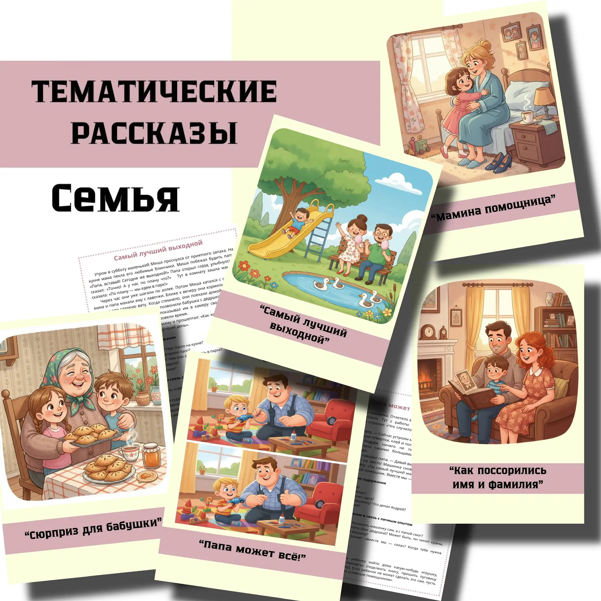 НОВИНКА🧑‍🧑‍🧒‍🧒 Тематические рассказы  Лексическая тема «СЕМЬЯ»  В комплекте: ✨ 5 увлекательных расск