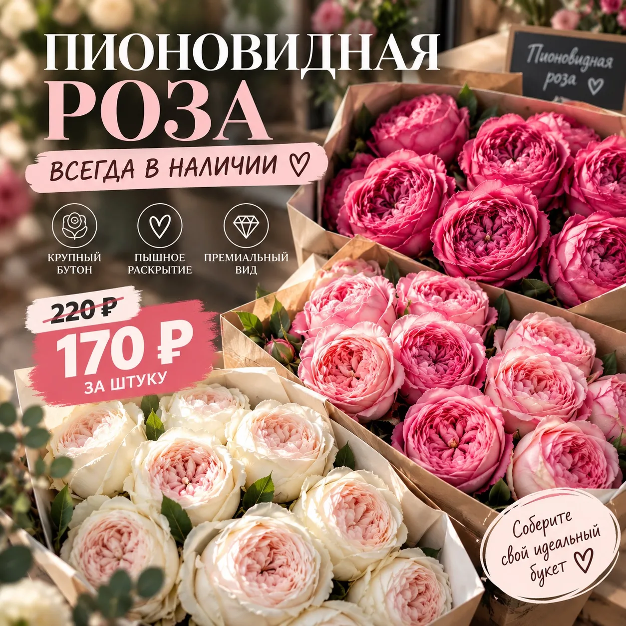 🌹 ПИОНОВИДНАЯ РОЗА — ВСЕГДА В НАЛИЧИИ!