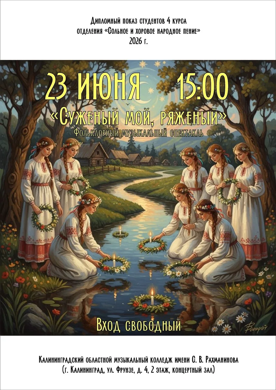 Показ Фольклорного музыкального спектакля «Суженый мой, ряженый»

⏰23 июня (вт), в 15:00
📍КОМК им. 