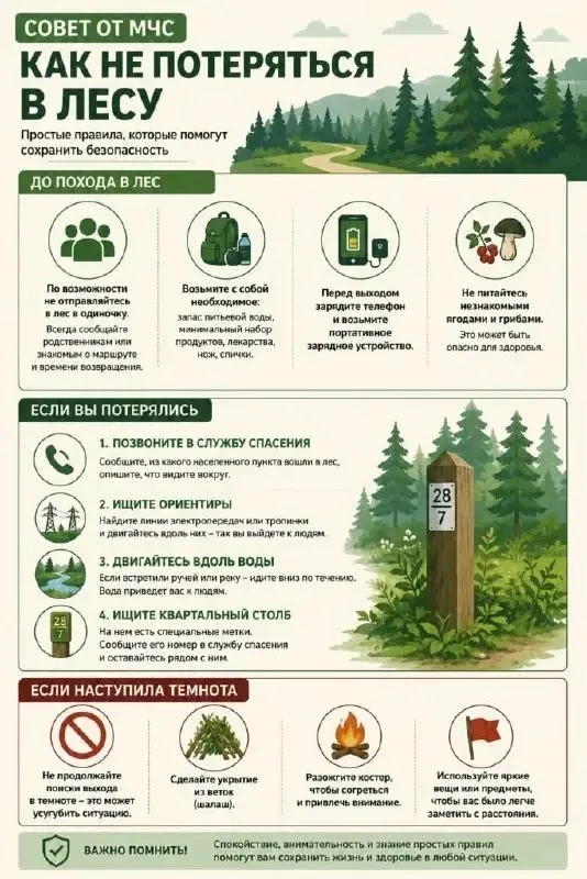 🌳 Как не потеряться в лесу: чек-лист перед походом