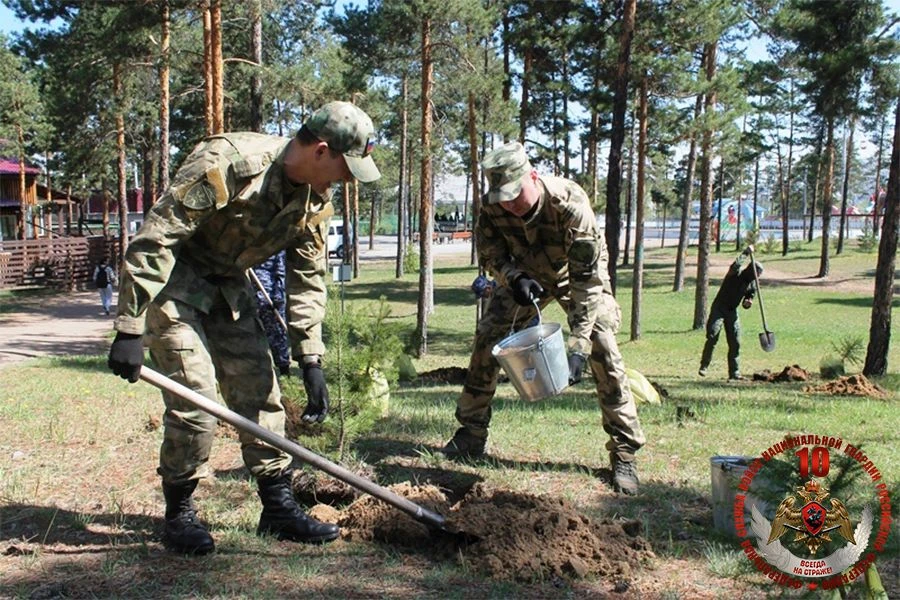 На Дальнем Востоке росгвардейцы приняли участие в высадке деревьев в городских парках   📢 В Бурятии 