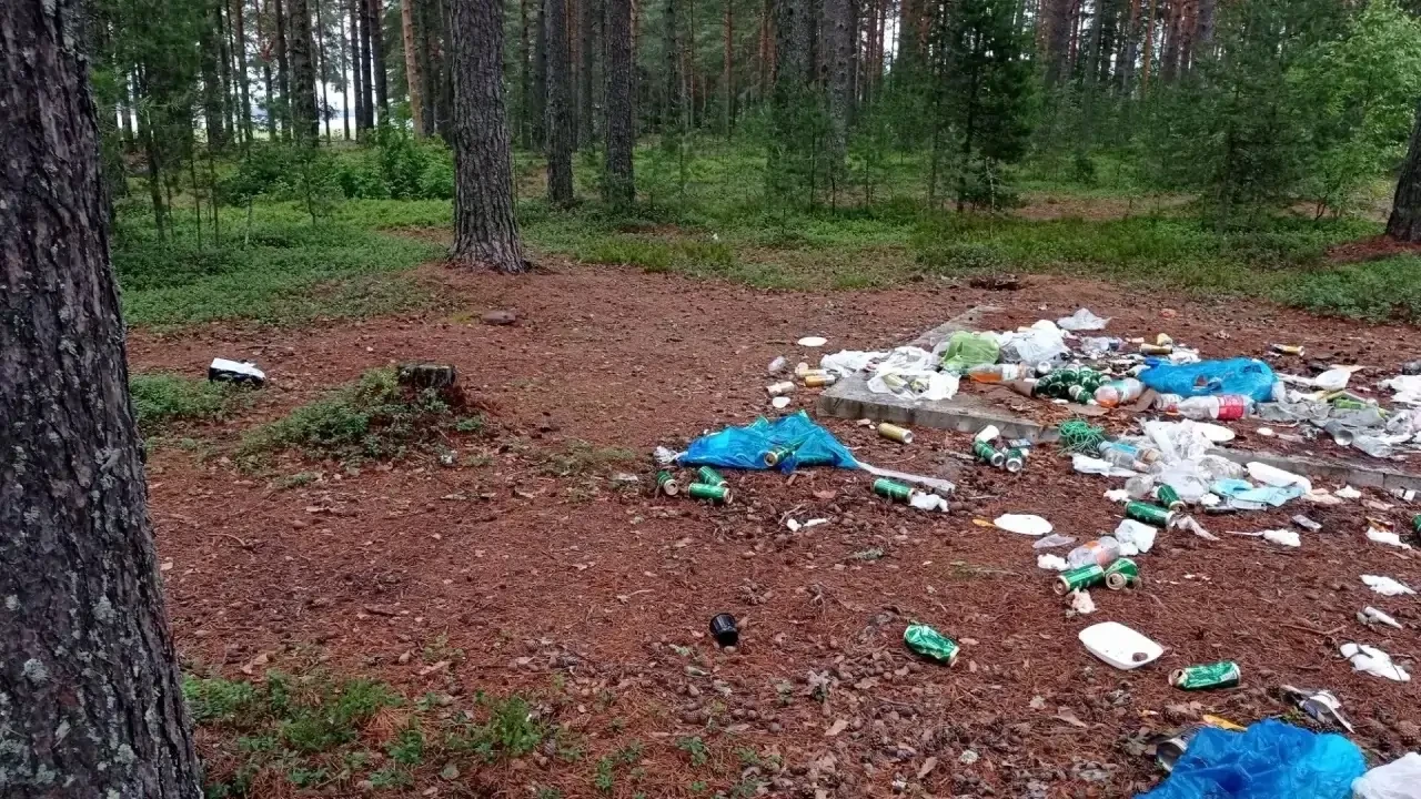 Берег популярного среди туристов озера в Карелии завалили мусором