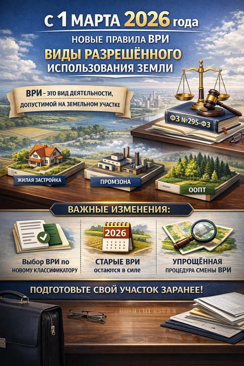 С 1 марта 2026 года — новый этап в регулировании видов разрешённого использования земел...