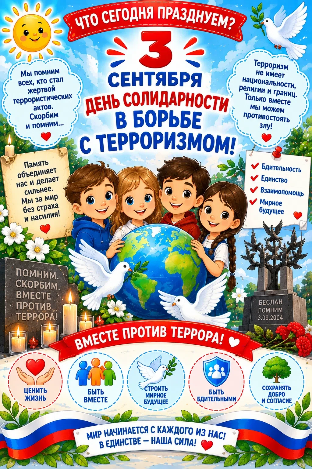 🕊️3 СЕНТЯБРЯ-ДЕНЬ СОЛИДАРНОСТИ В БОРЬБЕ С ТЕРРОРИЗМОМ🕊️