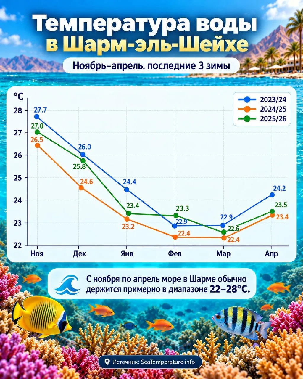 В Красном море зимой холодная вода.