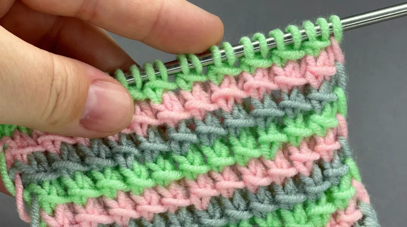 🧶 «БАМБУК» — структура из простоты  📌 Обычная лицевая гладь, в которую добавили пару накидов — и пол