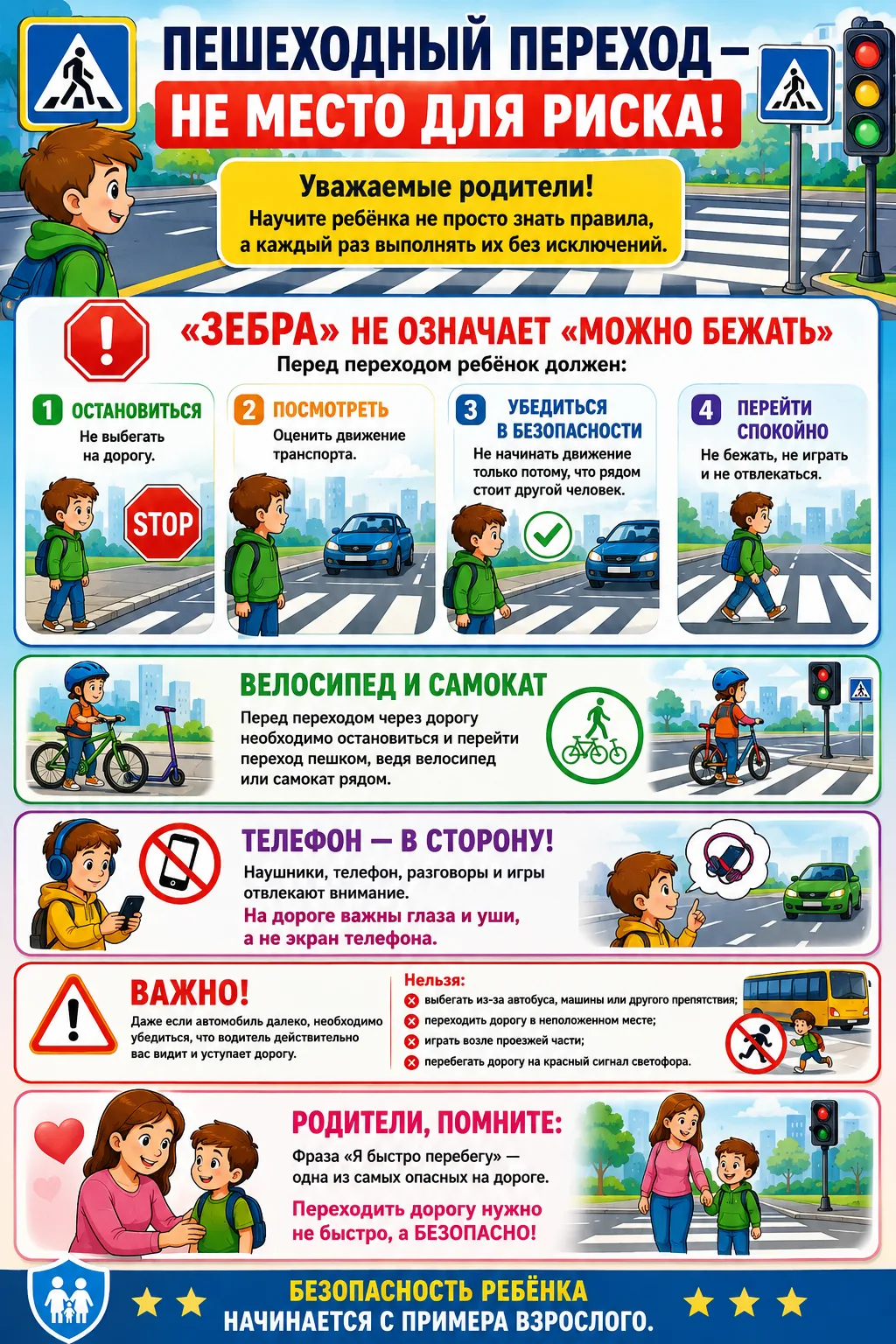 🚦 ПЕШЕХОДНЫЙ ПЕРЕХОД — НЕ МЕСТО ДЛЯ РИСКА!