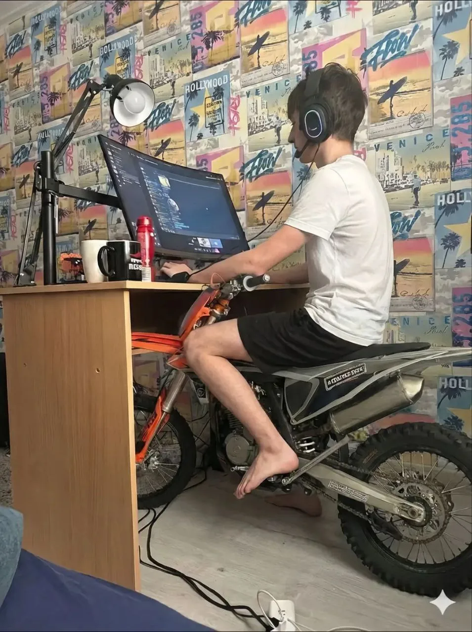 Когда не смог определиться питбайк или ПК 😄
