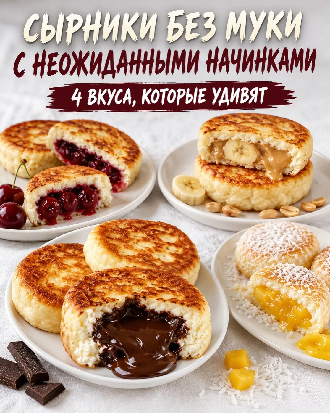 Сырники без муки с неожиданными начинками 🥞