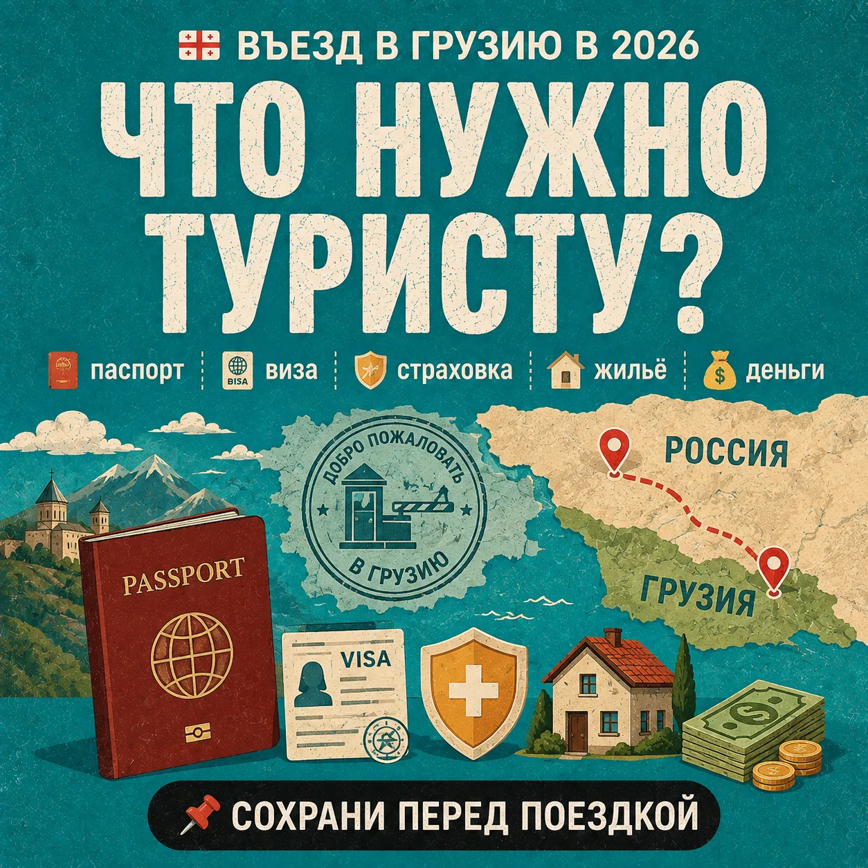 🇬🇪 Что нужно для въезда в Грузию в 2026 году?