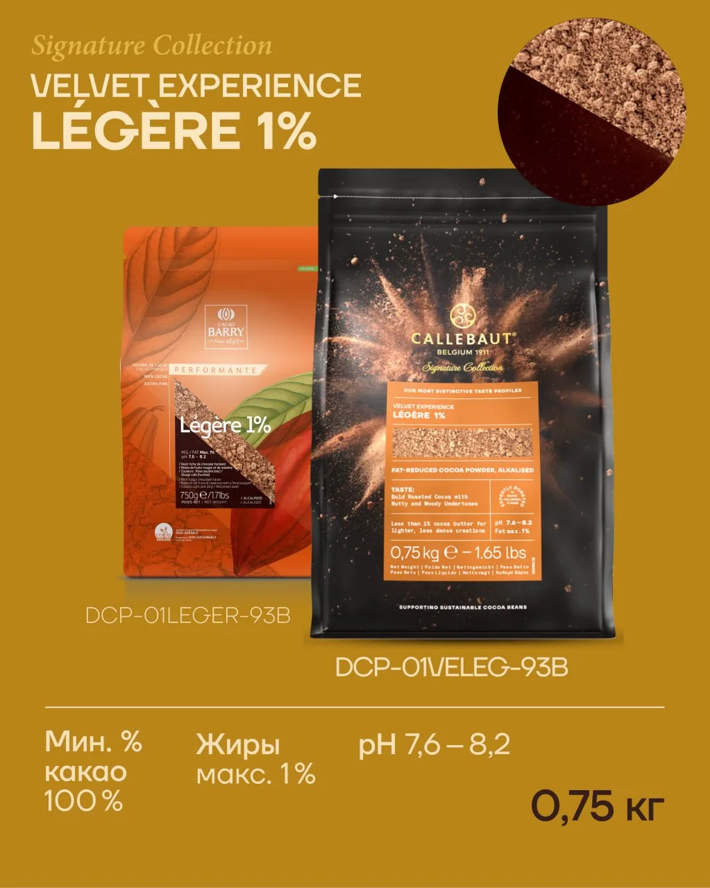 Обезжиренный какао-порошок Callebaut Legere 1% идеально вписывается в тренд на ПП‑десер...