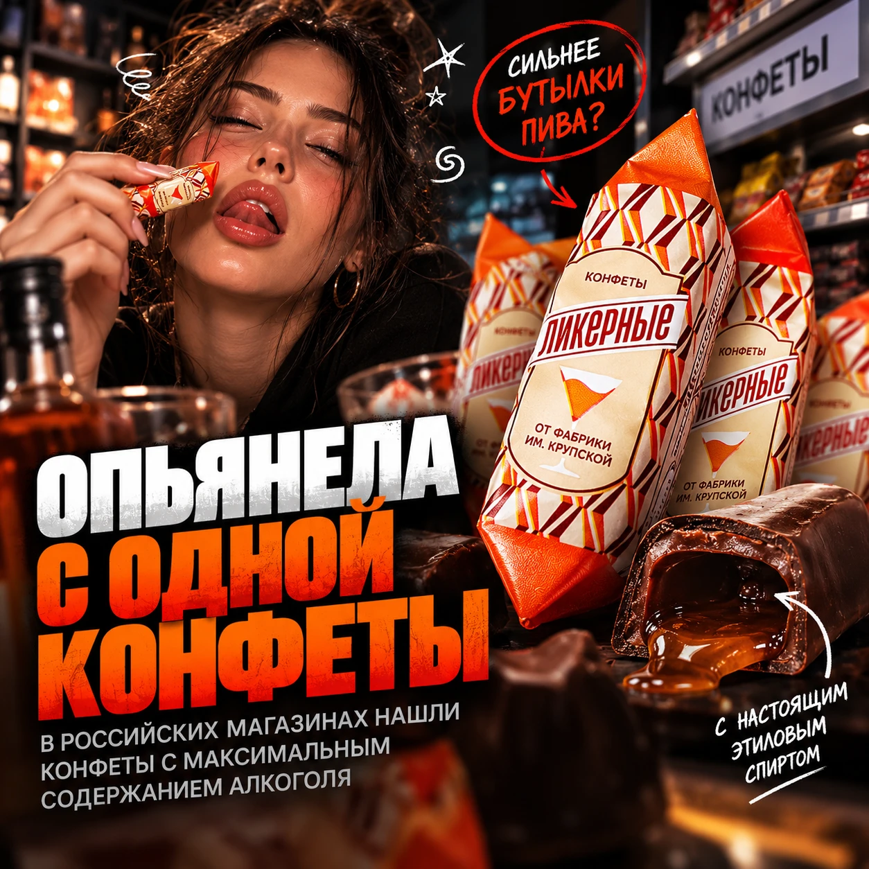 «ОПЬЯНЕЛА С ОДНОЙ КОНФЕТЫ» — в российских магазинах нашли конфеты с максимальным содерж...