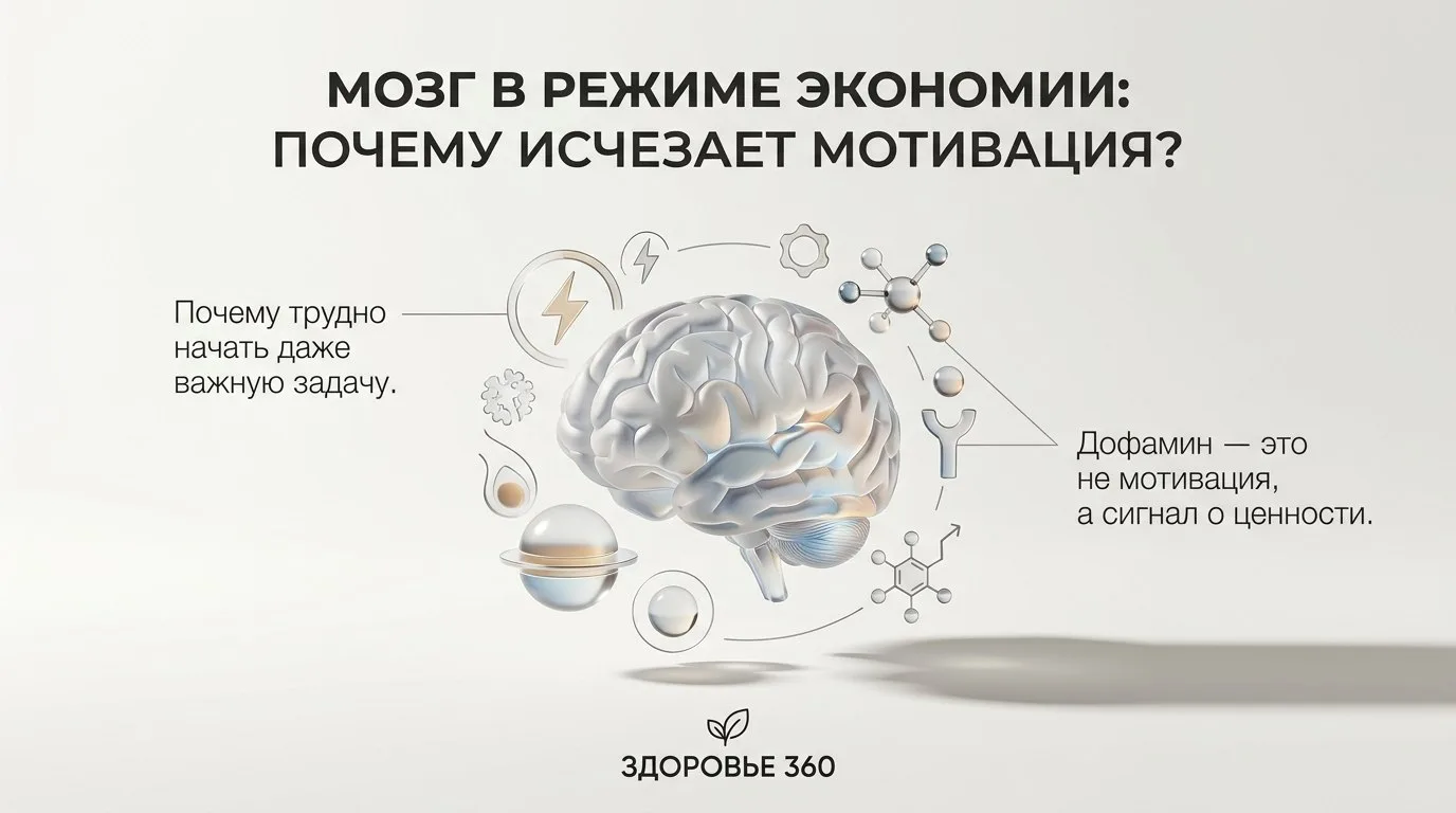 МОЗГ НА РЕЖИМЕ ЭКОНОМИИ: ПОЧЕМУ ПРОПАДАЕТ МОТИВАЦИЯ? 🧠⚡️
Утром есть планы: начать новый проект, схо