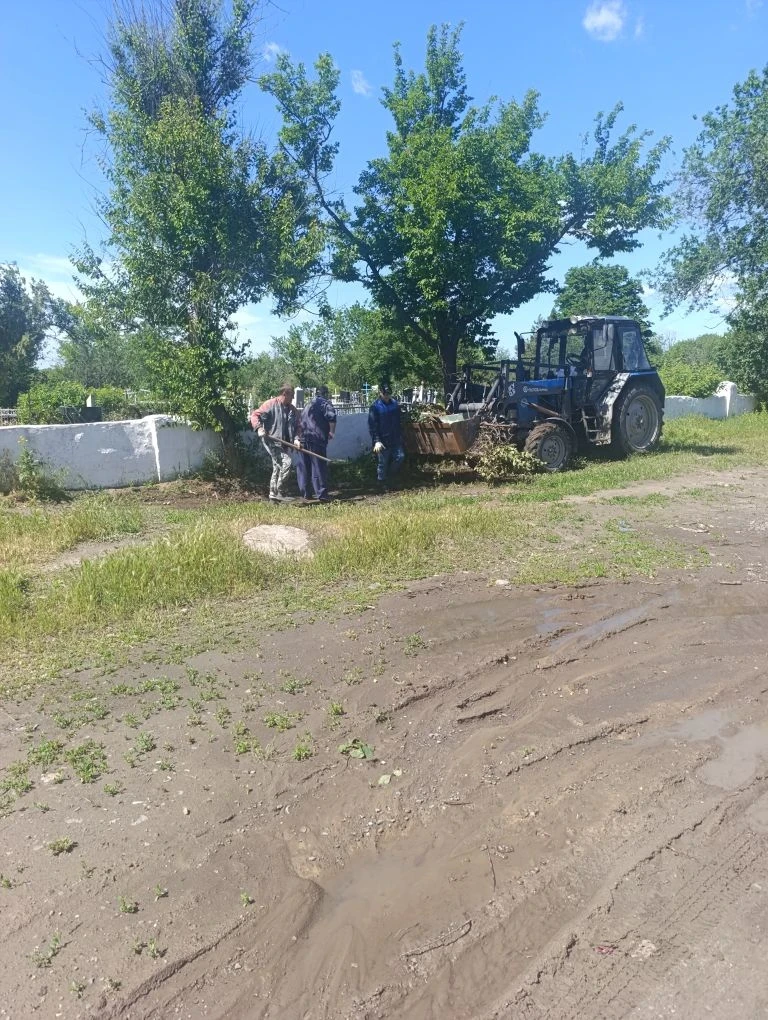 Уборка мусора территория кладбища