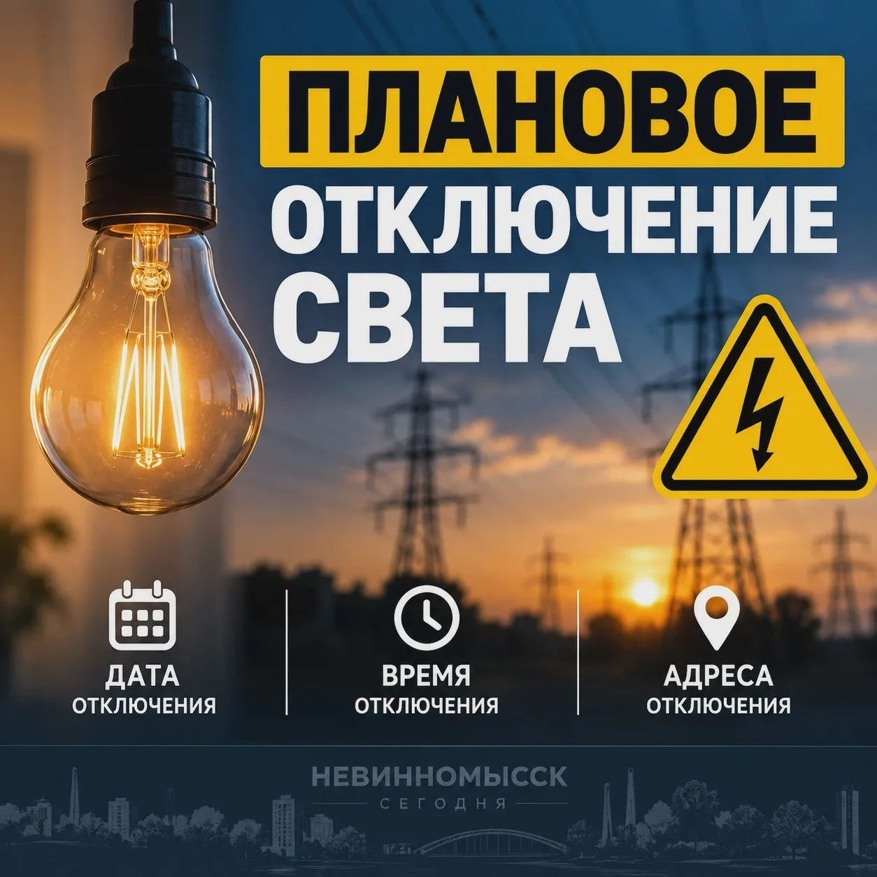 ⚡ 2 октября: где временно пропадёт электричество