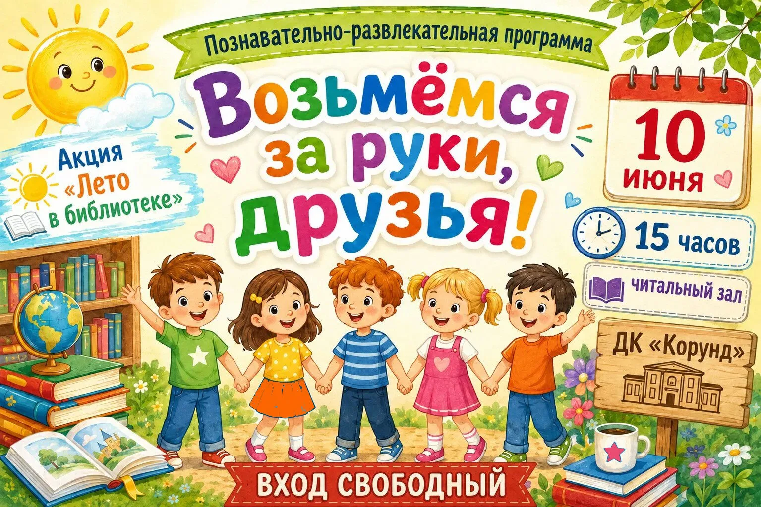 👫"Лето в библиотеке" приглашает ребят на программу о дружбе!👫