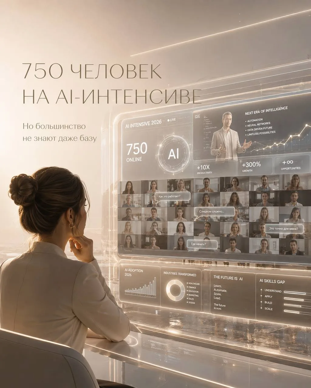 Вчера случайно зашла на “бесплатный курс” по заработку на AI-контенте
750 человек онлайн! Карл!

Иии