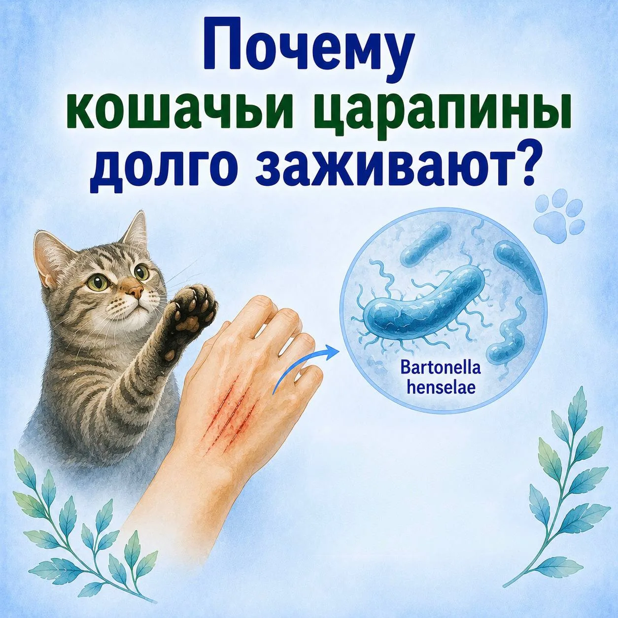 Почему кошачьи царапины долго заживают?
