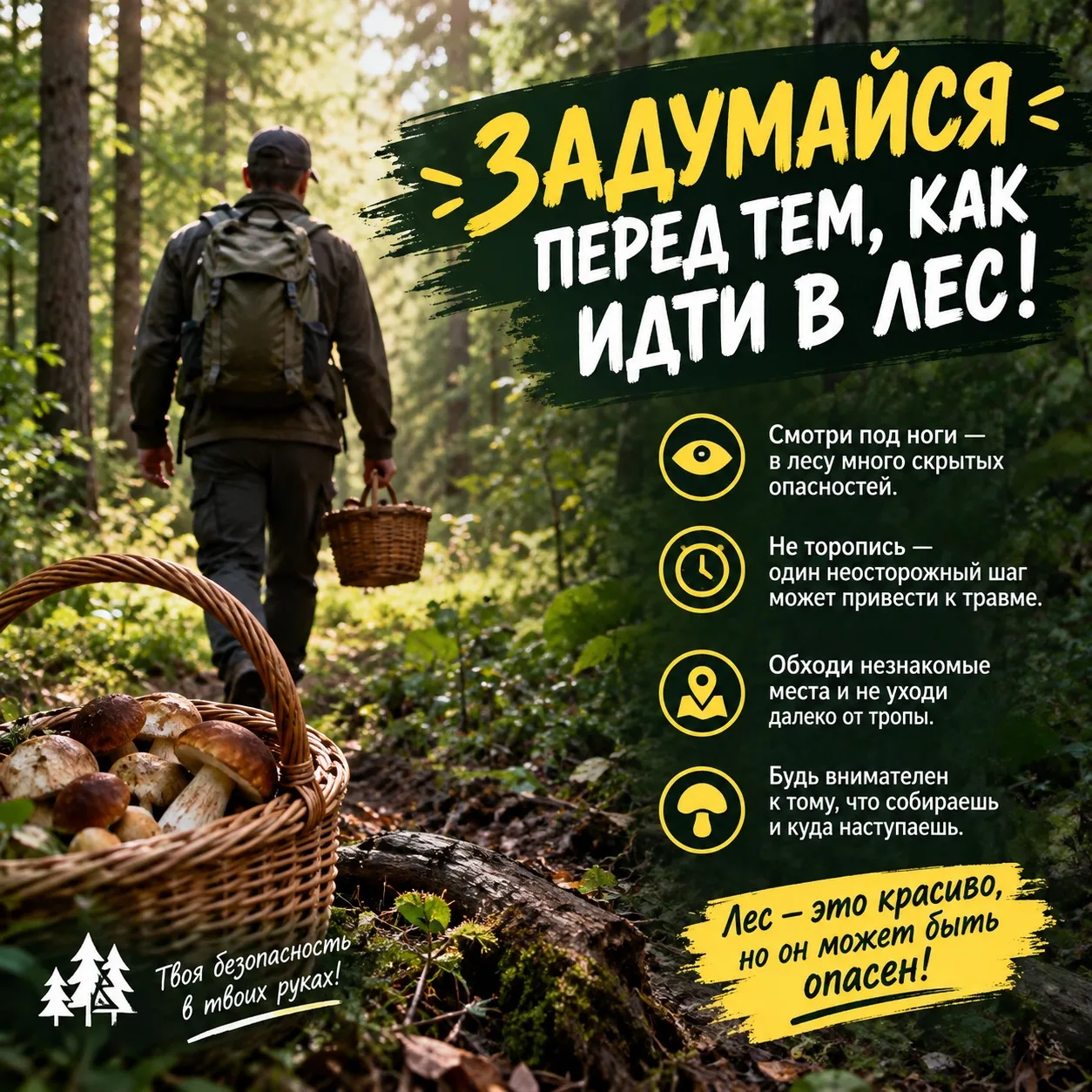 🌲 Задумайся перед тем, как идти в лес!