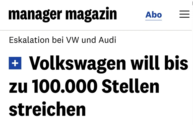 🇩🇪Volkswagen удваивает планируемое сокращение сотрудников, — Manager Magazin
