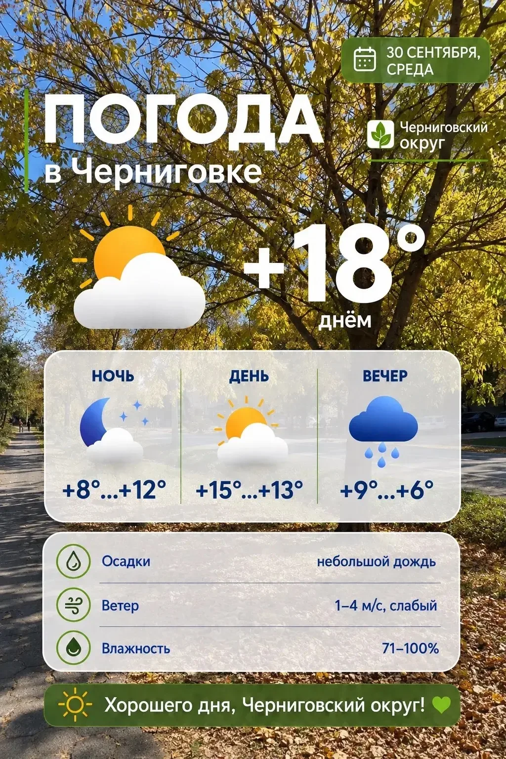 ☀️ Доброе утро, жители Черниговского округа!