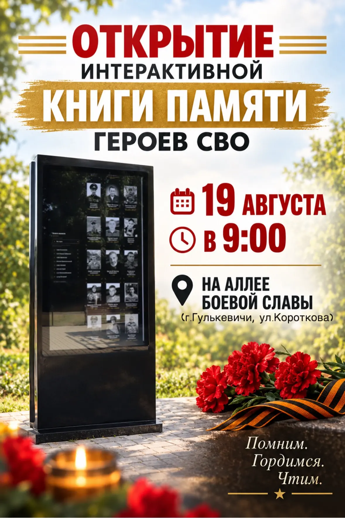 Приглашаем на торжественное открытие интерактивной Книги памяти героев СВО Гулькевичско...