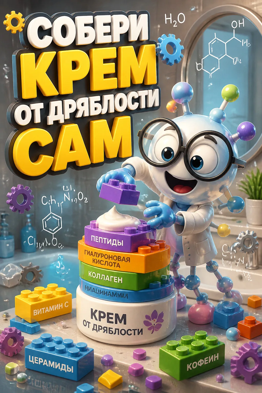 Посмотрите на этого забавного лаборанта, который по кирпичикам собирает свой идеальный уход. Детали 