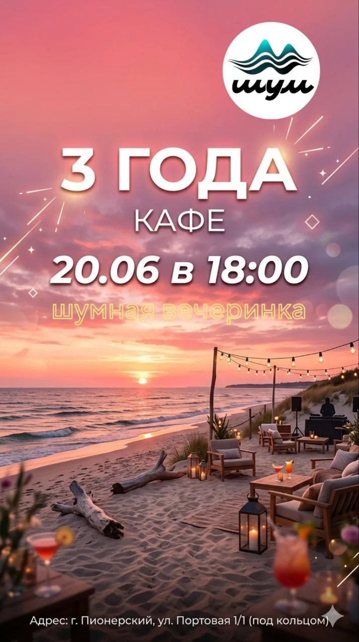 В субботу кафе «Шум» на побережье Балтийского моря в Пионерском приглашает на вечеринку по случаю св