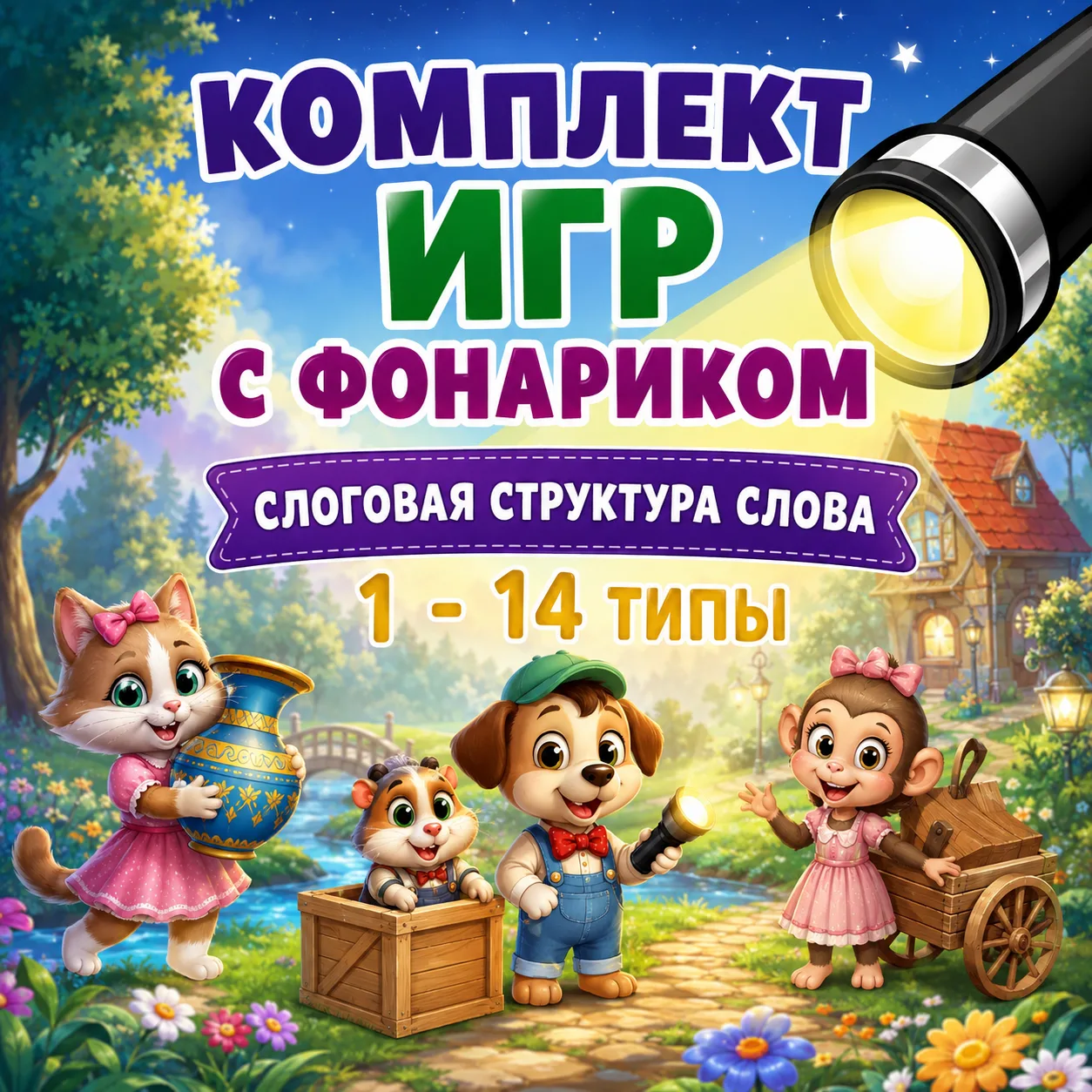 🔥 СБОРНИК "ИГРЫ С ФОНАРИКОМ. СЛОГОВАЯ СТРУКТУРА СЛОВА" 🔦 — 22 ИГРЫ!