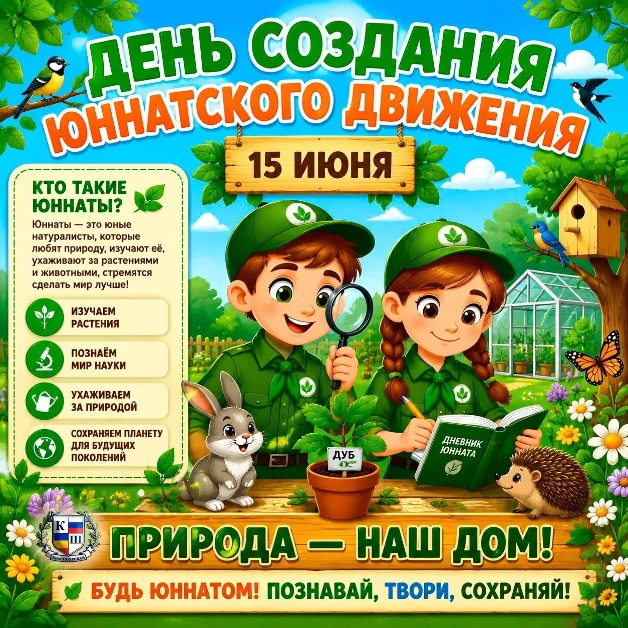 💥 Рубрика «День в календаре»🤍💙❤️

💥🌿 15 июня — День рождения юннатского движения! 🎉

💚 Ровно 