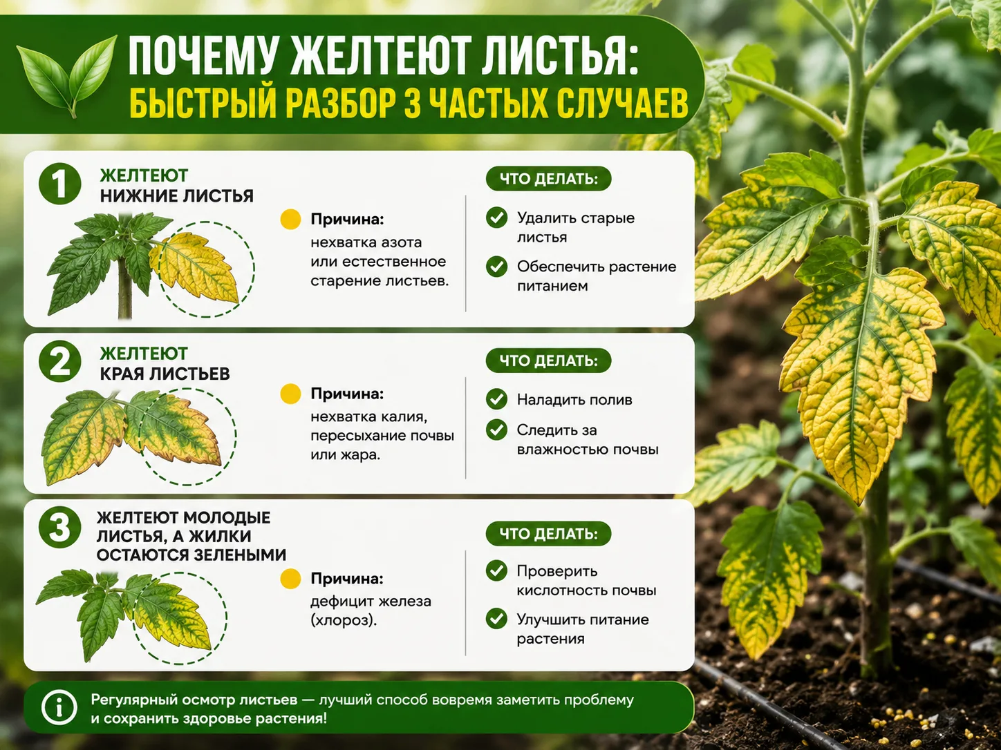 🍃 Листья начали желтеть? Не спешите паниковать.

Один и тот же симптом может говорить о совершенно 