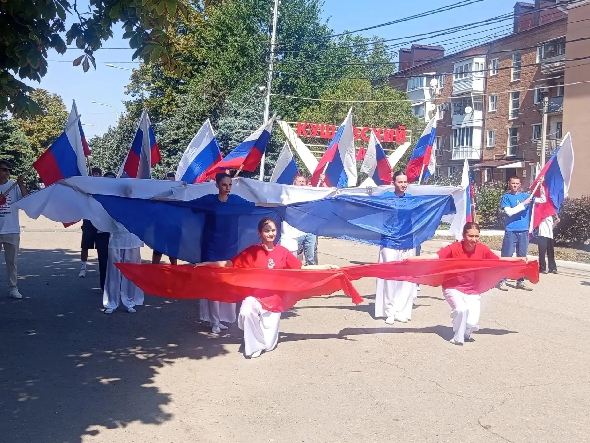 Флешмоб «В ритме триколора», приуроченный ко Дню Государственного флага РФ, состоялся н...