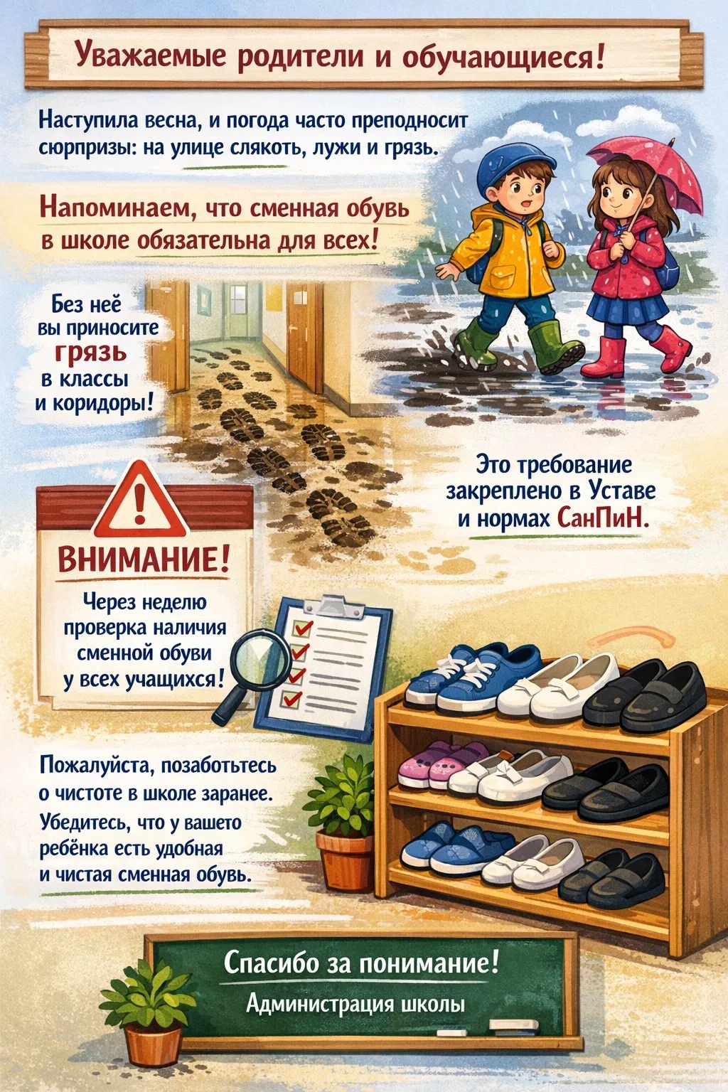 Уважаемые родители и обучающиеся!  Наступила весна, и погода часто преподносит сюрпризы: на улице сл