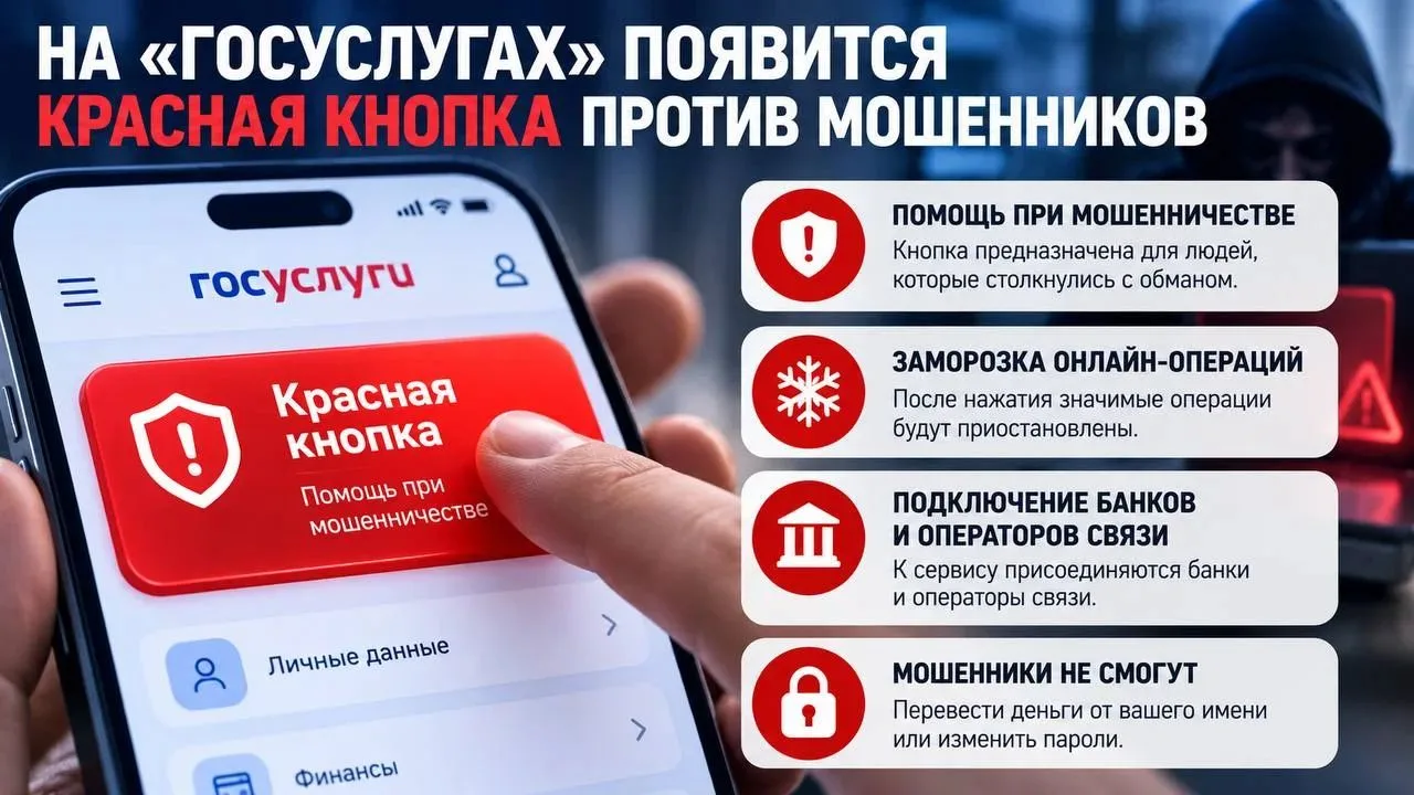🔴 На «Госуслугах» в этом году появится «красная кнопка» против мошенников