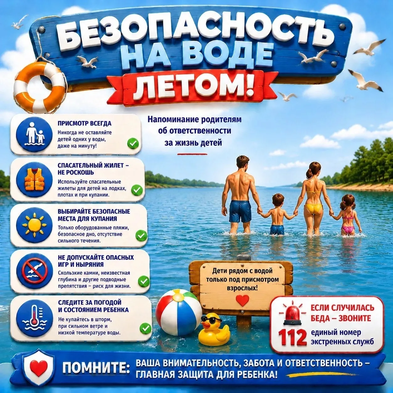 ☀️Лето — время весёлых игр у воды, но вода может быть опасной.

☝️Уважаемые родители, жизнь и здоров