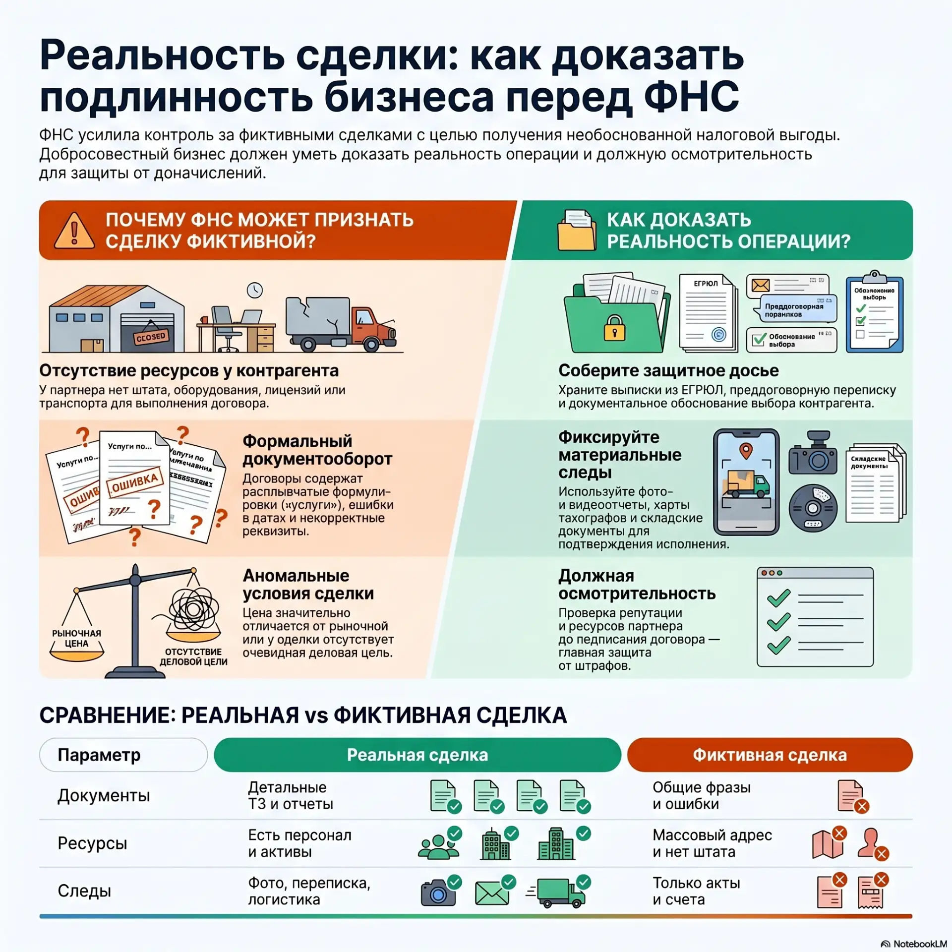 Какие условия договора может использовать ИФНС для подтверждения фиктивности сделки?
