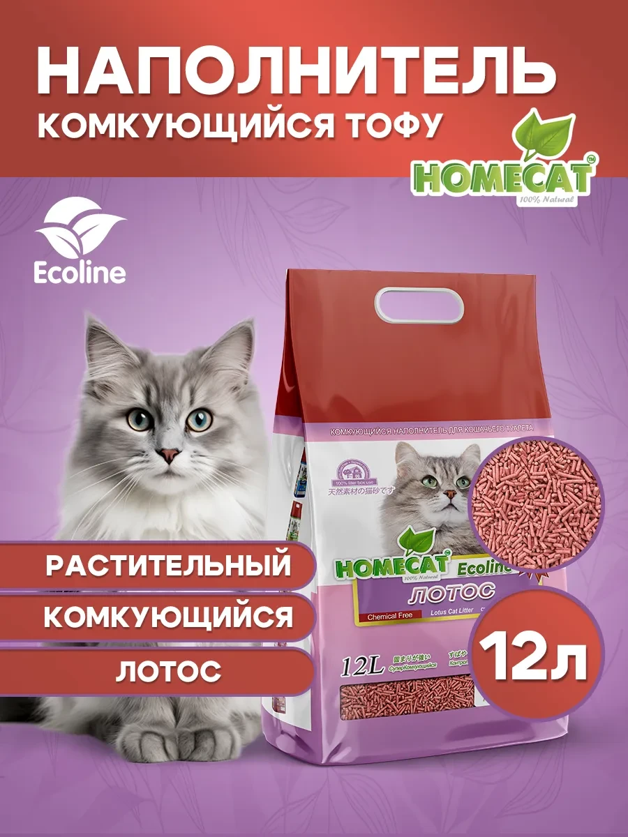 ⚡️ Наполнитель для кошачьего туалета комкующийся Тофу 12 л, Homecat