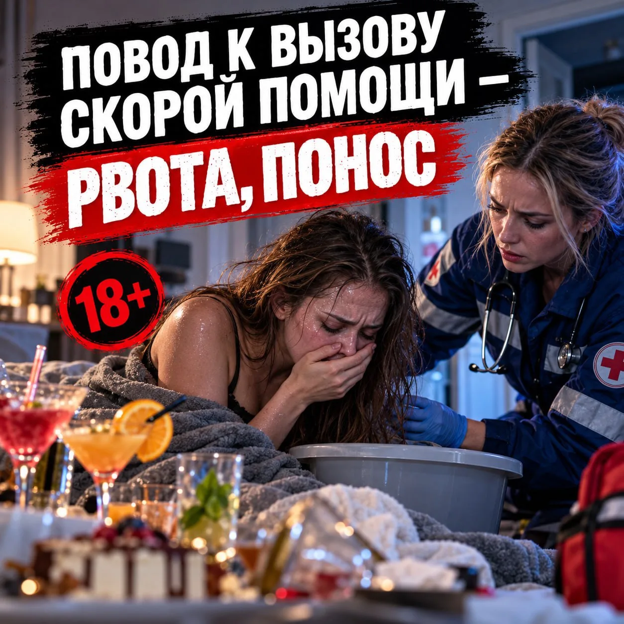 Повод к вызову скорой помощи – рвота, понос, пациент 18 лет.