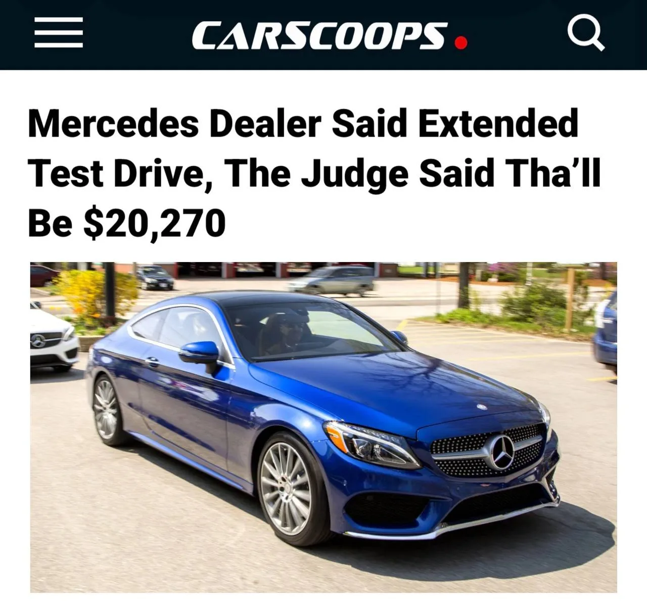 Клиентка Mercedes отсудила почти $20 тысяч у дилера после того, как её машину вместо тест-драйва уве