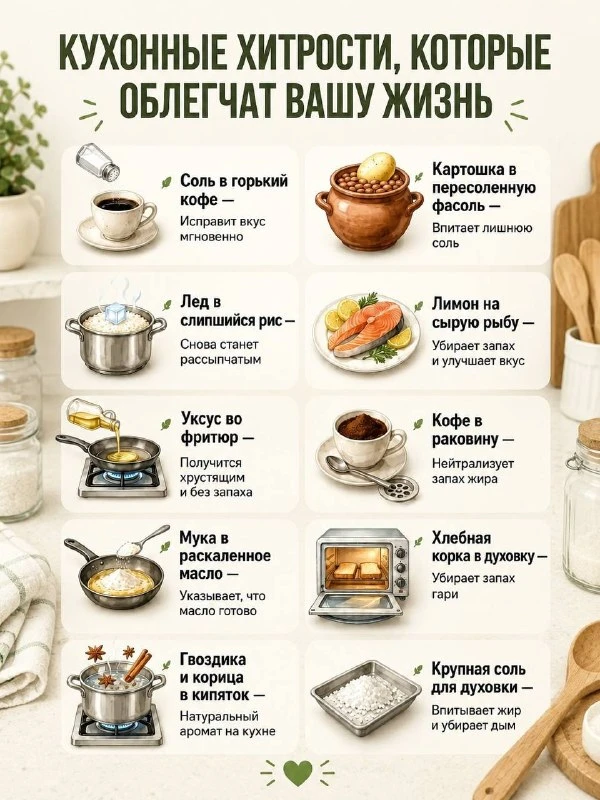 ☝️
Кухонные хитрости

🧤Лайфхаки | Полезные Советы