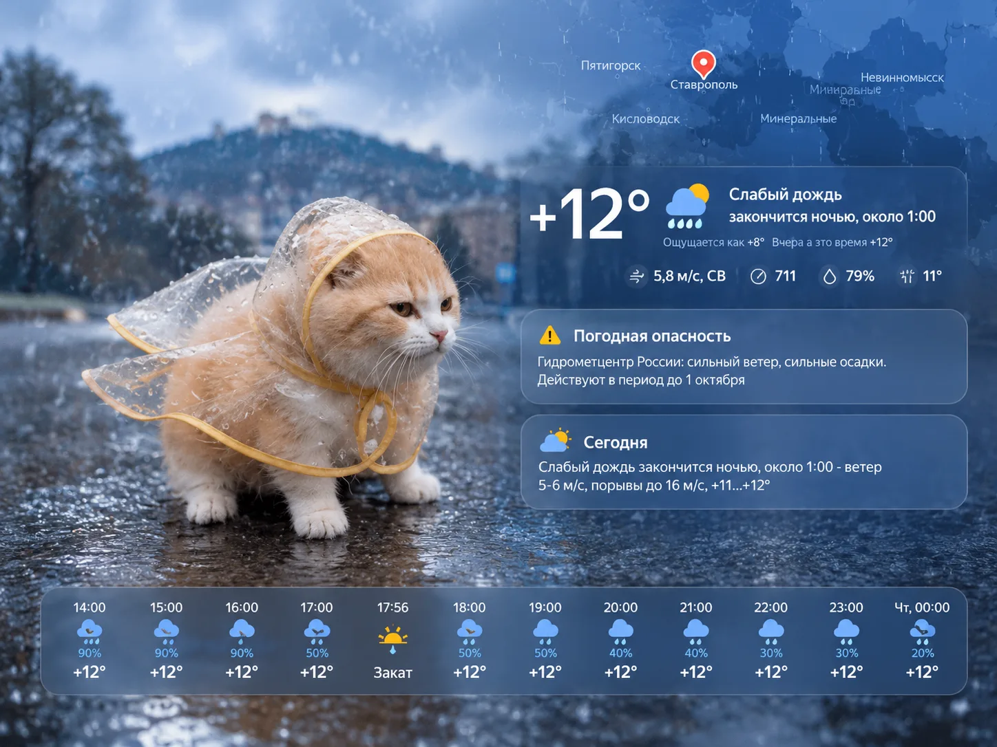 🌧 Сегодня дождь в Ставрополе не собирается уходить