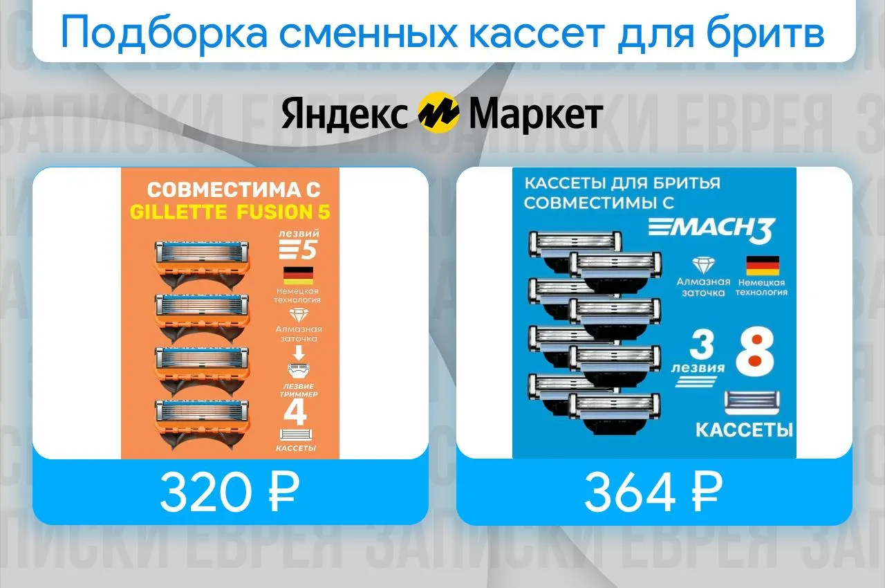 Подборка сменных кассет для бритв